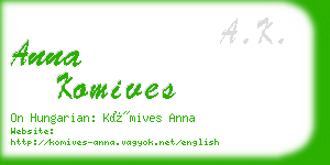 anna komives business card